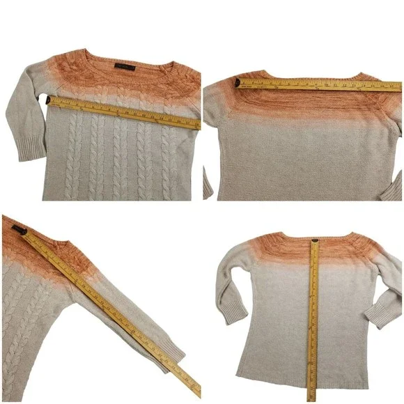 The Limited Boatneck Cableknit Sweater 3/4 Sleeve Womens Jrs Sz M  Wool Viscose - Picture 8 of 16